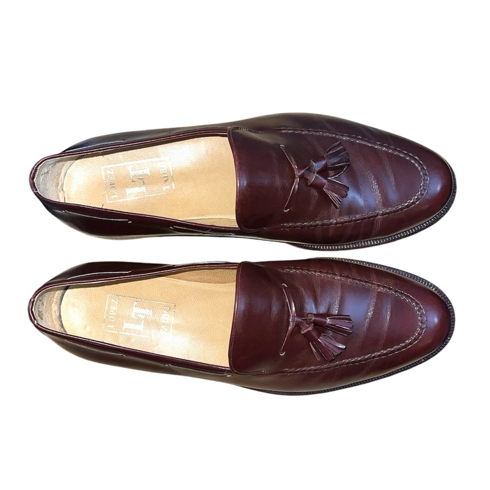 Lopez Taibo Men’s Handmade Brown Leather Loafers Size 10.5 Slip On Tassel Shoes - Picture 3 of 12